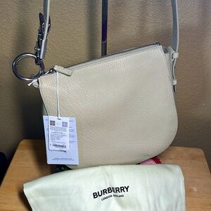 BURBERRY Shoulder Bag with Velvet/Suede Interior & Adjustable Strap